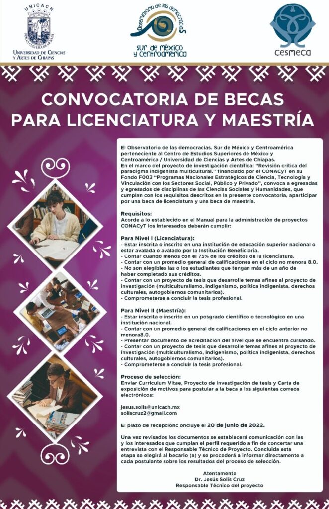 Becas regionales para estudios de máster 1 Convocatoria de becas para licenciatura y Maestría - COMECSO